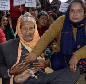 द्वन्द्वपीडित सुरक्षाकर्मी परिवारको माइतीघर मण्डलामा प्रदर्शन (फोटोफिचर)