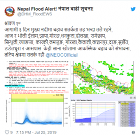 आजको बाढीको पूर्वानुमान यस्तो छ