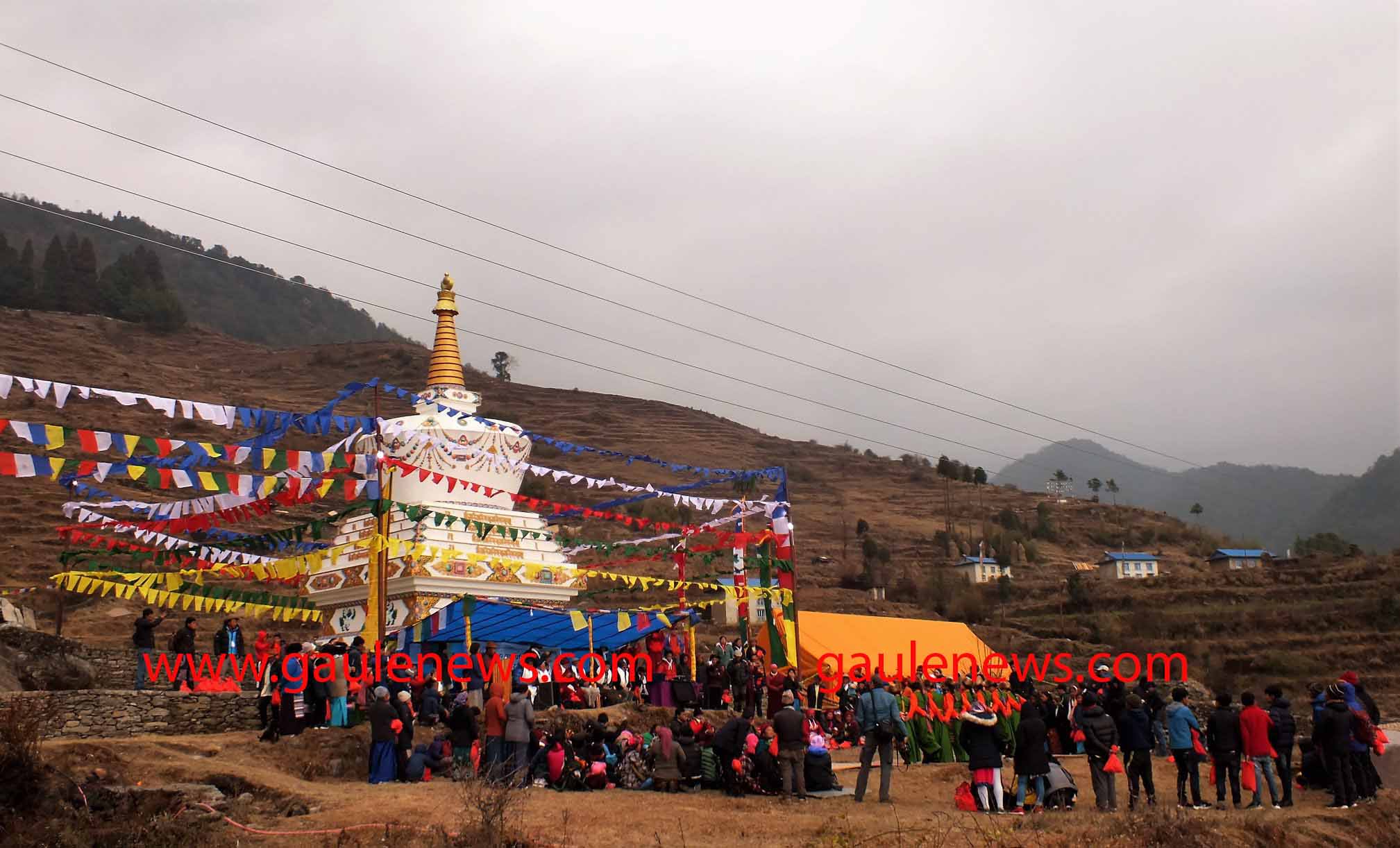 महाकुलुङमा ४५ फिट अग्लो बोधिचैत्यको प्राण प्रतिष्ठान सम्पन्न
