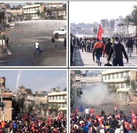 बल्खुमा झडप–प्रहरीद्वारा अश्रुग्यास र पानीको फोहोरा प्रहार