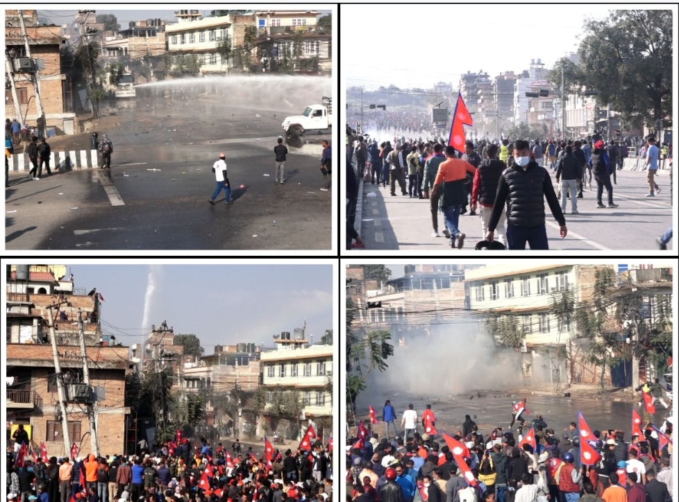 बल्खुमा झडप–प्रहरीद्वारा अश्रुग्यास र पानीको फोहोरा प्रहार